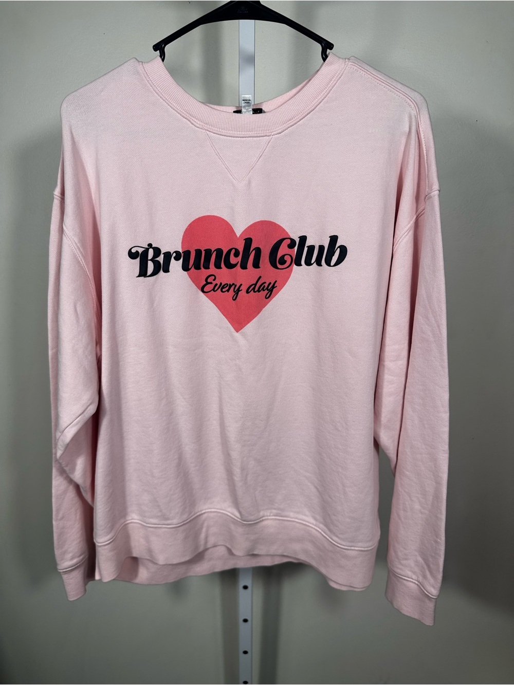 G78. Wildfox Pink "Brunch Club" Heart Crewneck Sweatshirt ptp26”